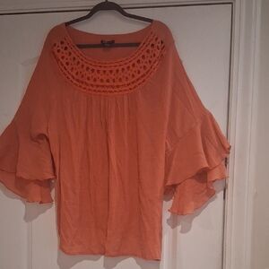 Robert Louis Orange Bell Sleeve Blouse